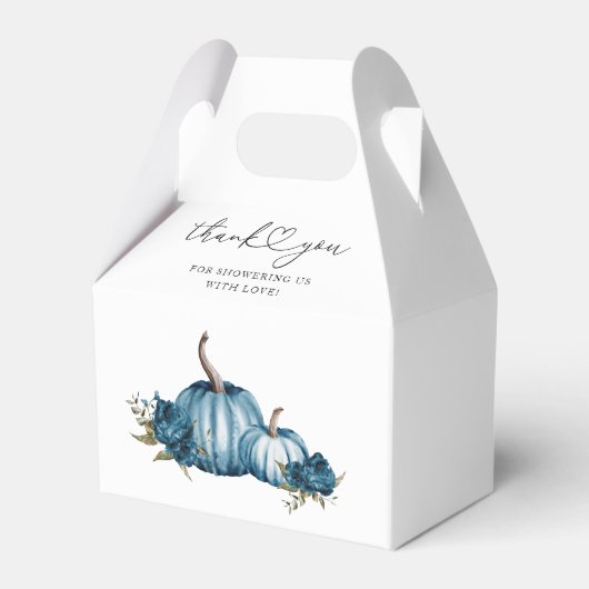 Boho Pompoen Blauw Bloem Baby shower Bedankdoosjes (Voorkant Zijde)