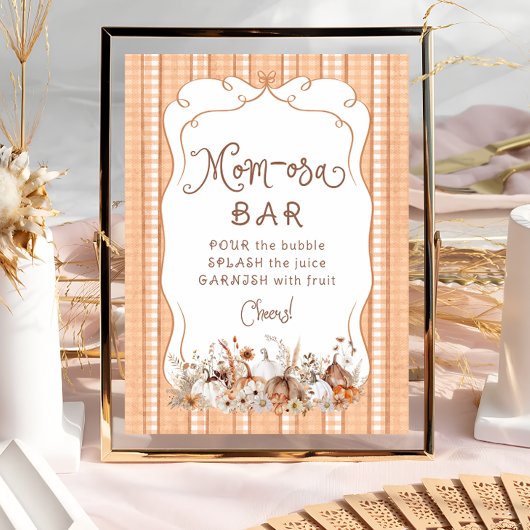Boho Pompoen Bloemen Baby shower Mom-osa Bar Poster