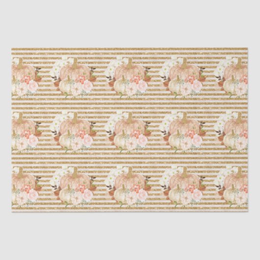 Boho pompoen bloemen gouden glitter lijnen tissuepapier (Voorkant)