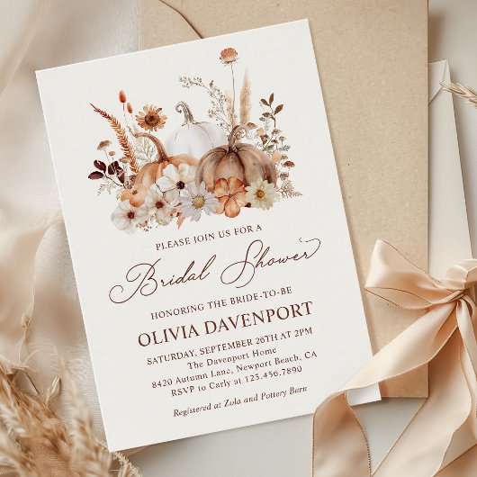 Boho Pompoen Bloemen Rustieke Herfst Vrijgezellenf Kaart