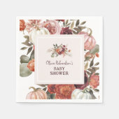 Boho Pompoen Bloemige Herfst Baby Shower Servet (Voorkant)