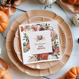 Boho Pompoen Bloemige Herfst Baby Shower Servet
