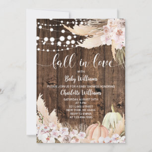 Boho Pompoen Fall in Love Baby Shower Kaart