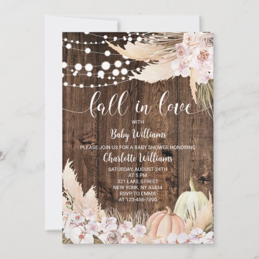 Boho Pompoen Fall in Love Baby Shower Kaart (Voorkant)