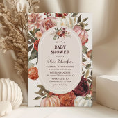 Boho Pompoen Floral Herfst Baby shower Kaart