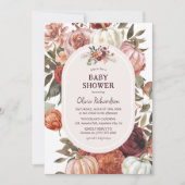 Boho Pompoen Floral Herfst Baby shower Kaart (Voorkant)