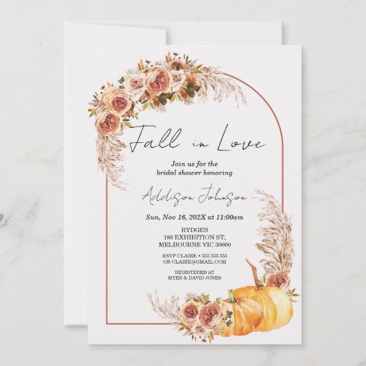 Boho pompoen gebladerte Herfst in liefde Vrijgezel Kaart (Voorkant)