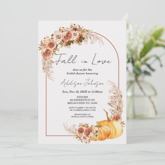 Boho pompoen gebladerte Herfst in liefde Vrijgezel Kaart (Staand voorkant)