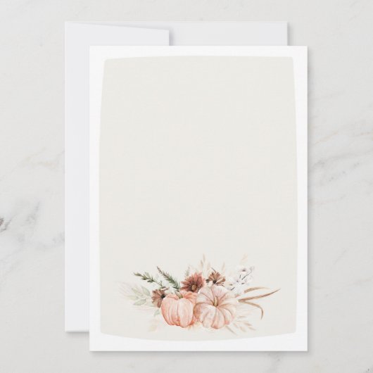 Boho Pompoen Genderneutraal Herfst Baby shower Kaart (Achterkant)