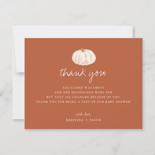 Boho Pompoen Herfst Baby Shower Bedankkaartjes Bedankkaart (Voorkant)