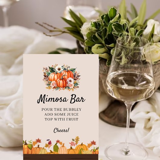 Boho Pompoen Herfst Baby shower Mimosa Bar Foto Afdruk