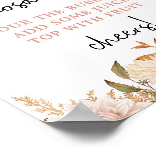 Boho Pompoen Herfst Baby shower Mimosa Bar Poster (Hoek)