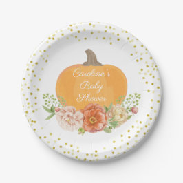 Boho Pompoen Herfst Baby shower Waterverf Bloemen Papieren Bordje