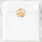 Boho Pompoen Herfst Baby shower Waterverf Krans Ronde Sticker (Tas)