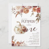 Boho Pompoen Herfst Bloei 1e Verjaardag Kaart (Voorkant)