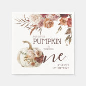 Boho Pompoen Herfst Bloei 1e Verjaardag Servet (Voorkant)