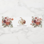 Boho Pompoen Herfst Bloei 1e Verjaardag Waterfles Etiket (Enkel label)