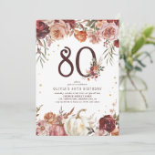 Boho Pompoen Herfst Bloei 80ste Verjaardag Kaart (Staand voorkant)
