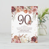 Boho Pompoen Herfst Bloei 90ste Verjaardag Kaart (Staand voorkant)