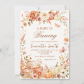 Boho Pompoen Herfst Bloem Baby Shower Kaart (Voorkant)