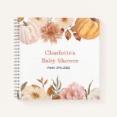Boho Pompoen Herfst Bloemen Baby shower Gastenboek Notitieboek (Voorkant)