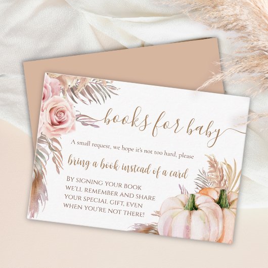 Boho Pompoen Herfst Bloemen Boeken voor Baby Verzo Informatiekaartje