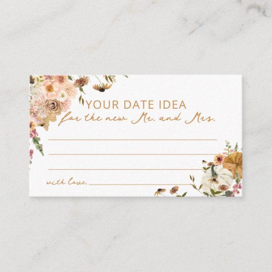 Boho Pompoen Herfst Datum Nacht Ideeën Vrijgezelle Informatiekaartje (Voorkant)