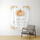 Boho Pompoen Herfst Foliage Baby shower Party Wandkleed (In situ)
