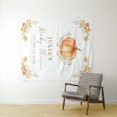 Boho Pompoen Herfst Foliage Baby shower Party Wandkleed (In Situ (horizontaal))