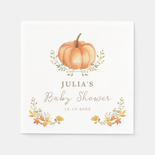 Boho Pompoen Herfst Foliage Baby shower Servet (Voorkant)