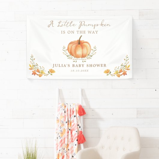 Boho Pompoen Herfst Foliage Baby shower Spandoek (Insitu)