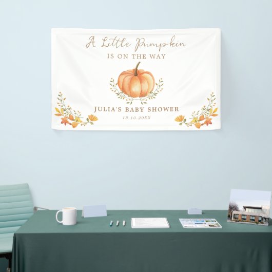 Boho Pompoen Herfst Foliage Baby shower Spandoek (Beurs)