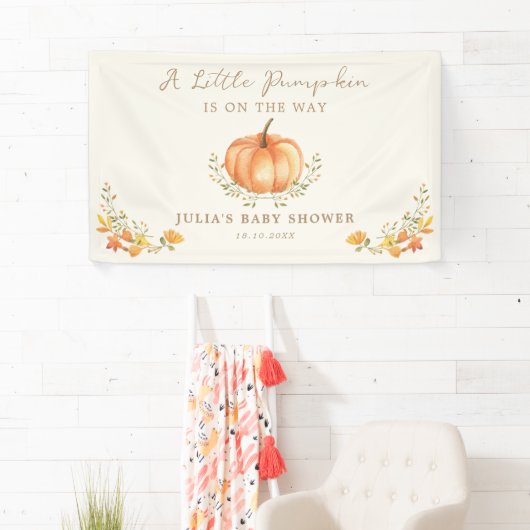 Boho Pompoen Herfst Foliage Baby shower Spandoek (Insitu)