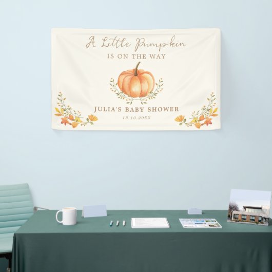 Boho Pompoen Herfst Foliage Baby shower Spandoek (Beurs)