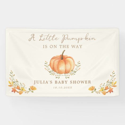 Boho Pompoen Herfst Foliage Baby shower Spandoek (Horizontaal)