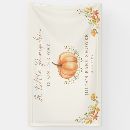 Boho Pompoen Herfst Foliage Baby shower Spandoek (Verticaal)