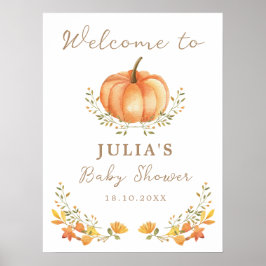 Boho Pompoen Herfst Foliage Baby shower Welkomstbo Poster