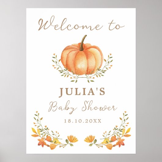 Boho Pompoen Herfst Foliage Baby shower Welkomstbo Poster (Voorkant)