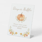 Boho Pompoen Herfst Foliage Luier Raffle Reclamebord Met Voetstuk (Voorkant)