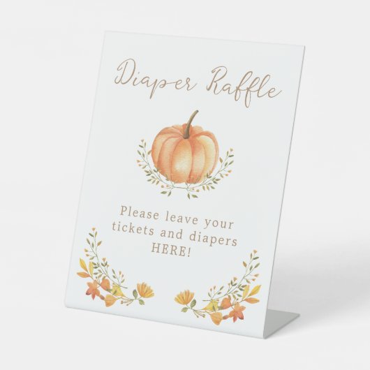 Boho Pompoen Herfst Foliage Luier Raffle Reclamebord Met Voetstuk (Voorkant)