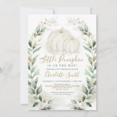 Boho Pompoen Herfst Greenery Gold Krans Baby showe Kaart (Voorkant)