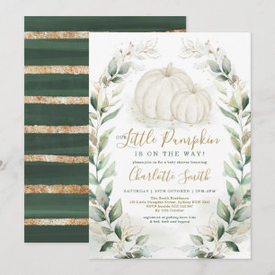Boho Pompoen Herfst Greenery Gold Krans Baby showe Kaart