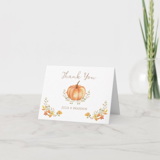 Boho pompoen Herfst herfstbladeren Baby shower Bedankkaart (Voorkant)