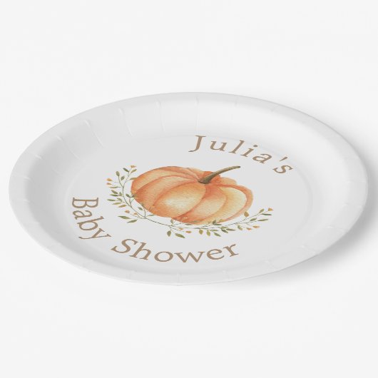 Boho pompoen Herfst herfstbladeren Baby shower Papieren Bordje (Gekanteld)