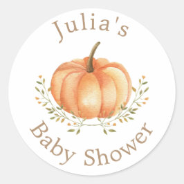 Boho pompoen Herfst herfstbladeren Baby shower Ronde Sticker