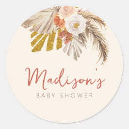 Boho pompoen Herfst in liefde met Baby shower Ronde Sticker