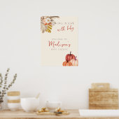 Boho Pompoen Herfst in Liefde met Baby Welkomstbor Poster (Keuken)