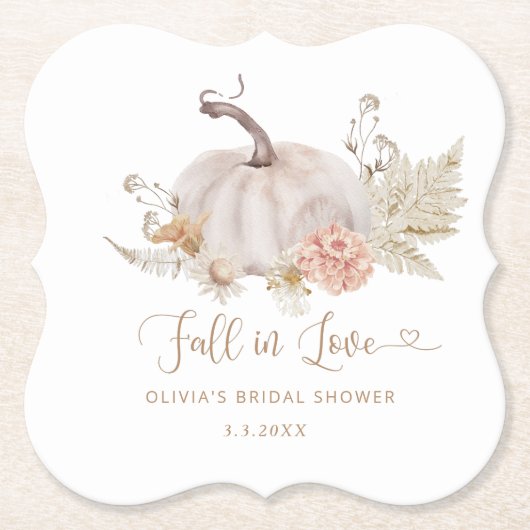 Boho pompoen herfst in liefde vrijgezellenfeest kartonnen onderzetters (Voorkant)