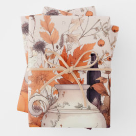 Boho pompoen herfst inpakpapier vel