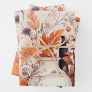 Boho pompoen herfst inpakpapier vel